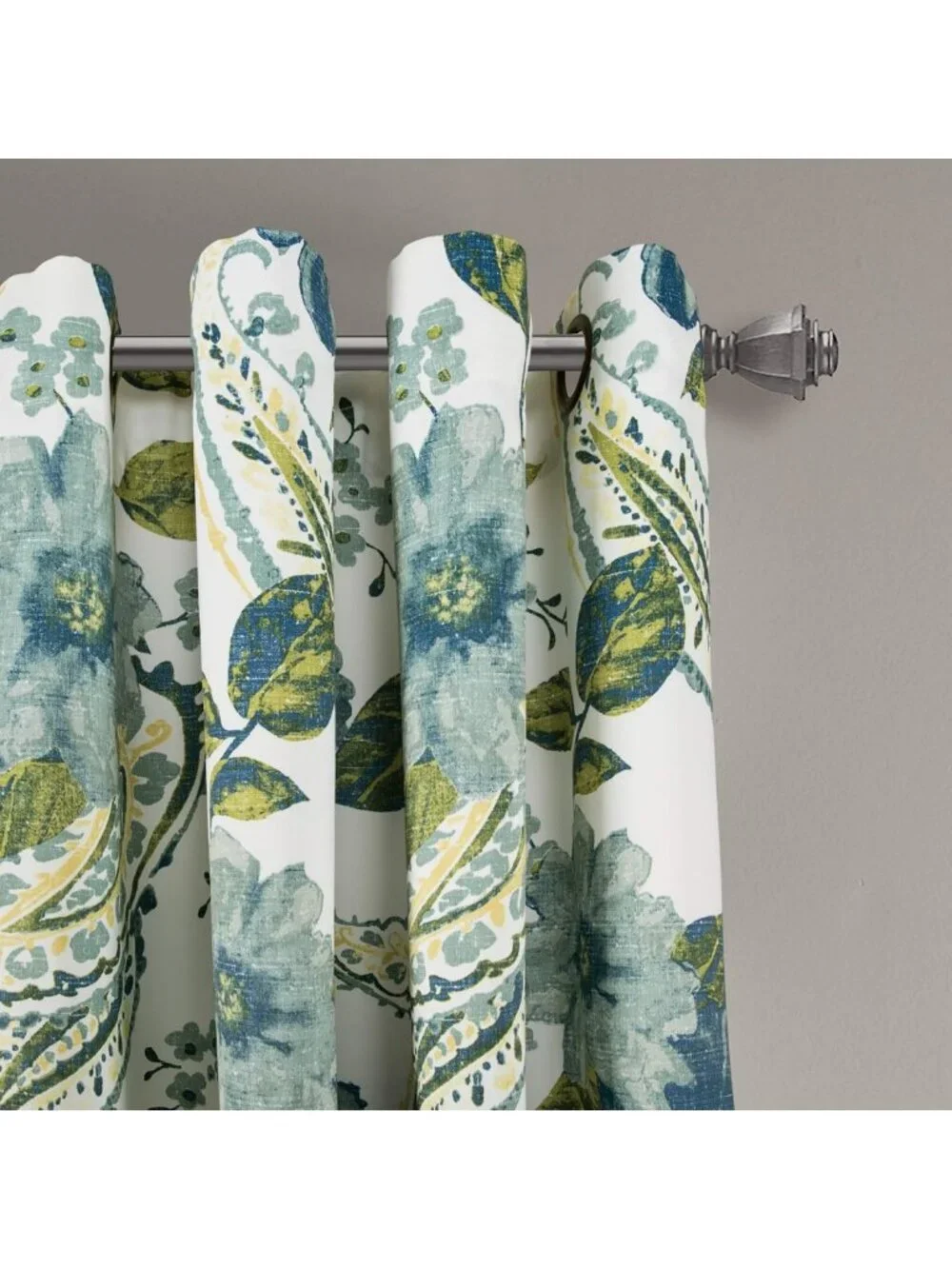 Floral Paisley Light Filtering Window Curtain Panel Pair, 52